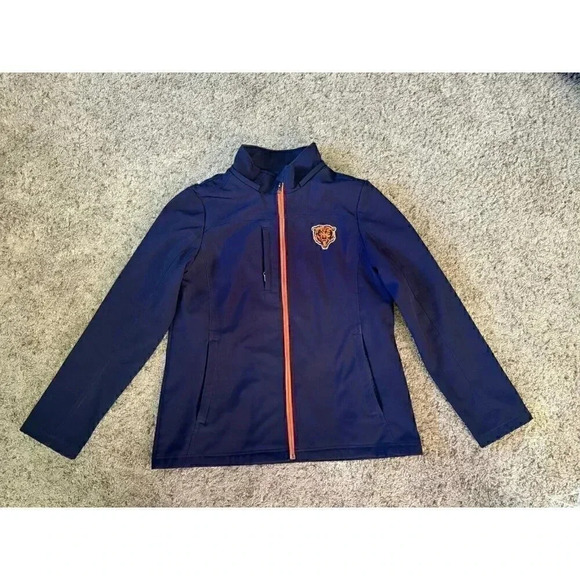NFL Team Apparel Women Medium Soft Shell Navy Blue BEARS Sports Hoodie Jacket - Picture 3 of 13